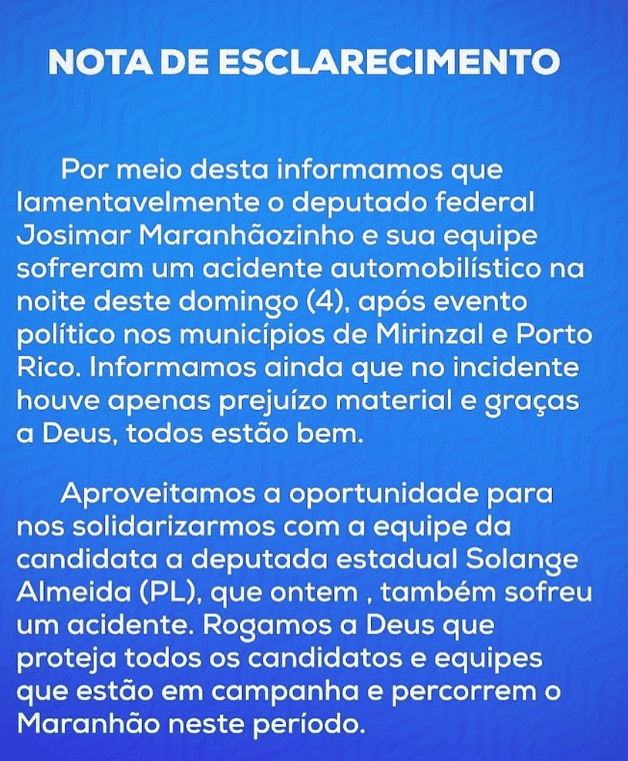 Após Ato De Campanha Josimar De Maranhãozinho Sofre Acidente Em Porto Rico